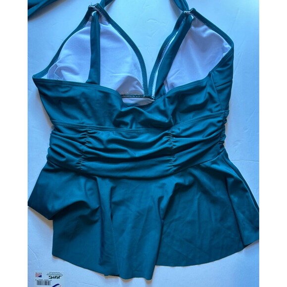 bnwt new ladies shein 1xl size teal tankini bikini padded top bottoms - Picture 5 of 6